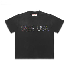 Vale Forever Rhinestone Vale Usa Vintage Black T Shirt