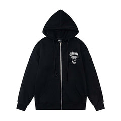 Stussy Chest Logo Full Zip Hoodie Black