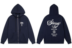 Stussy World Tour Back Print Full Zip Hoodie Navy