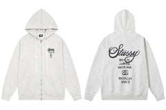 Stussy World Tour Back Print Full Zip Hoodie White