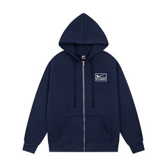 Stussy Small Patch Logo Full Zip Hooded Jacket Navy