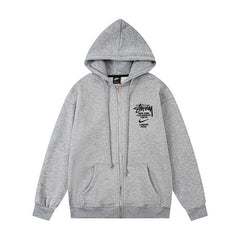 Stussy Chest Logo Full Zip Hoodie Heather Grey