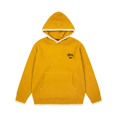 Stussy Logo Knit Hoodie Yellow