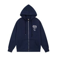 Stussy Chest Logo Full Zip Hoodie Navy