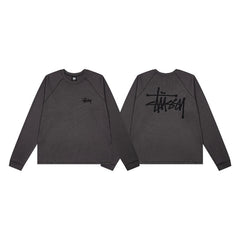 Stussy Basic Stock Raglan Thermal Long Sleeve Shirt Charcoal Grey