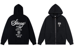 Stussy World Tour Back Print Full Zip Hoodie Black