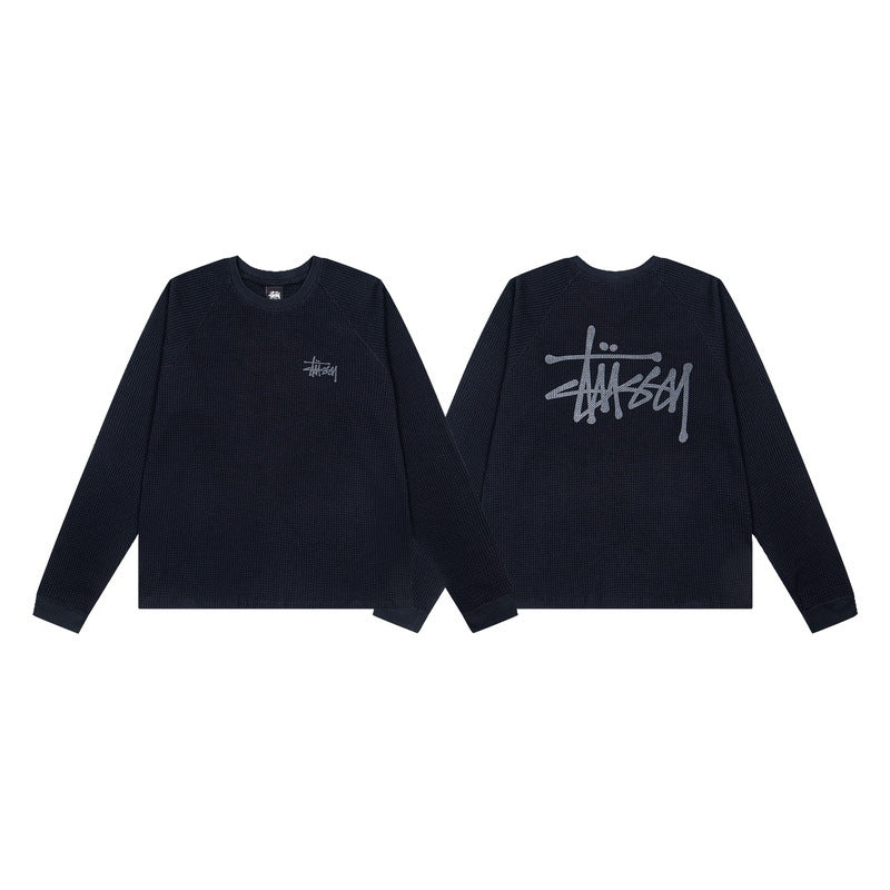 Stussy Basic Stock Raglan Waffle Long Sleeve Shirt Navy