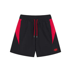 Syna world Black Red Color Block Nylon Athletic Shorts