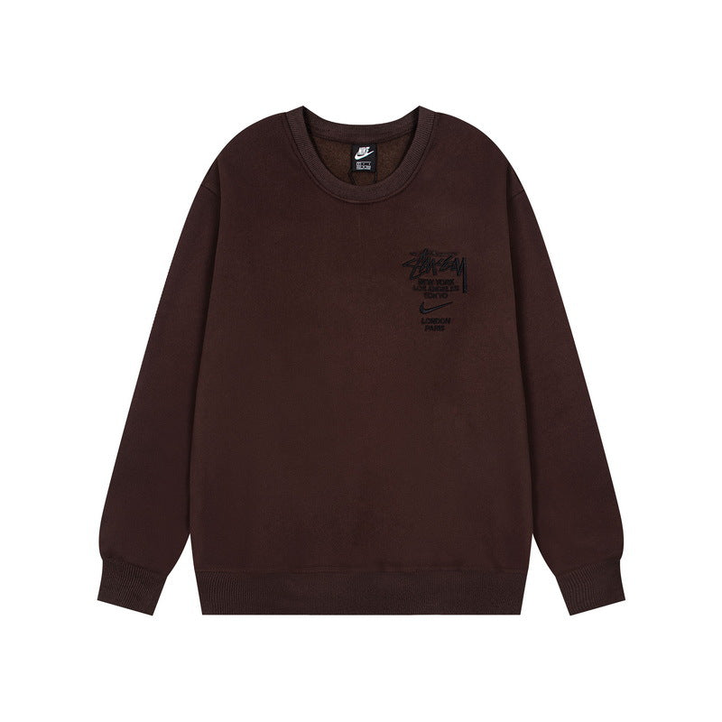 Stussy Chest Logo Crew Neck Sweatshirt Brown