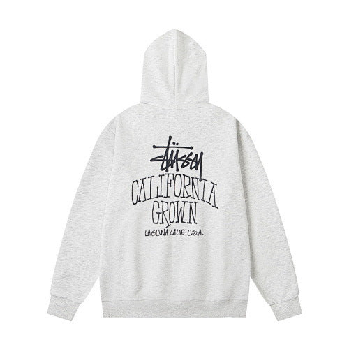 Stussy California Grown Back Print Pullover Hoodie Heather Grey