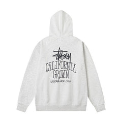 Stussy California Grown Back Print Pullover Hoodie Heather Grey