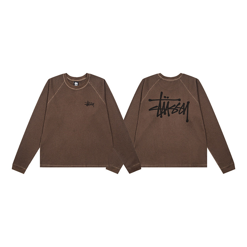 Stussy Basic Stock Raglan Thermal Long Sleeve Shirt Coffee Brown