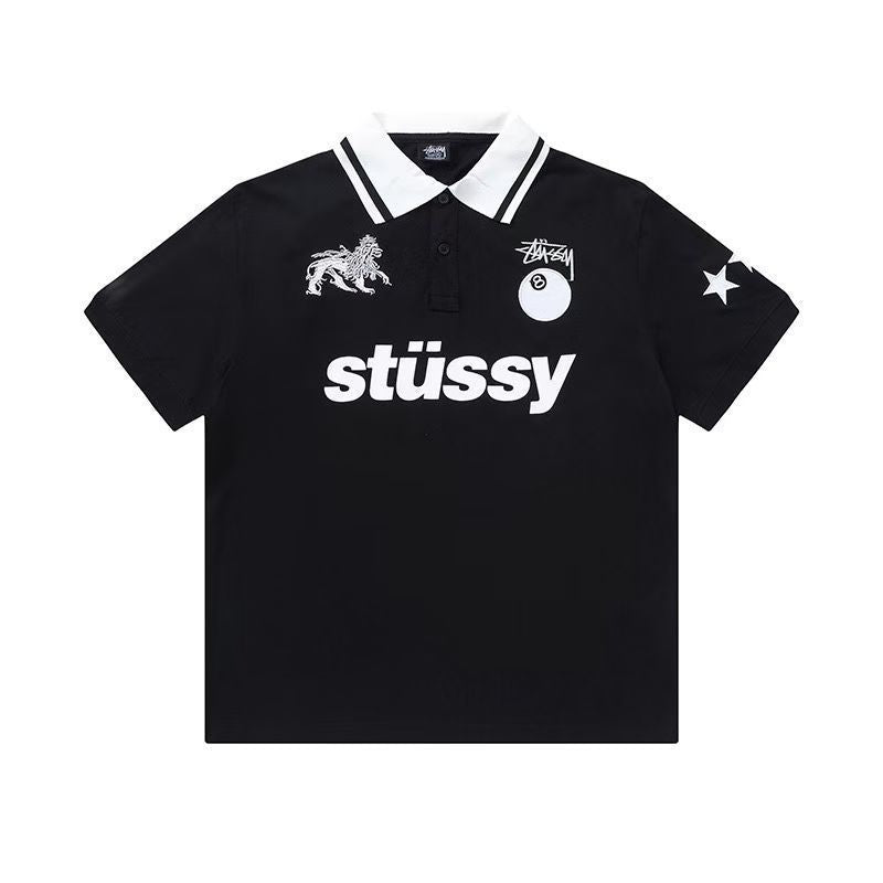 Stussy Multi Graphic Short Sleeve Polo Shirt Black