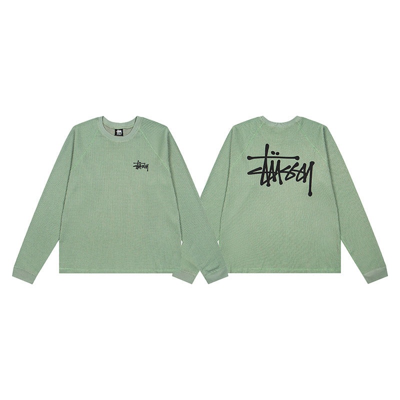 Stussy Basic Stock Raglan Thermal Long Sleeve Shirt Sage Green