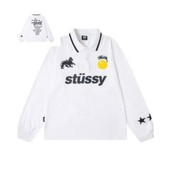 Stussy Multi Graphic Long Sleeve Polo Shirt White