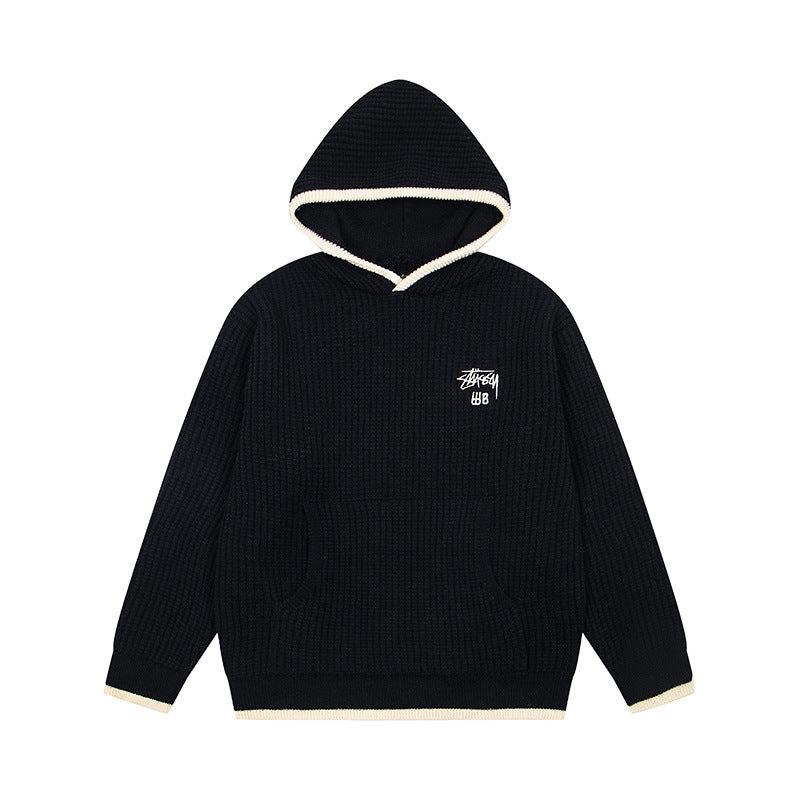 Stussy Logo Knit Hoodie Black