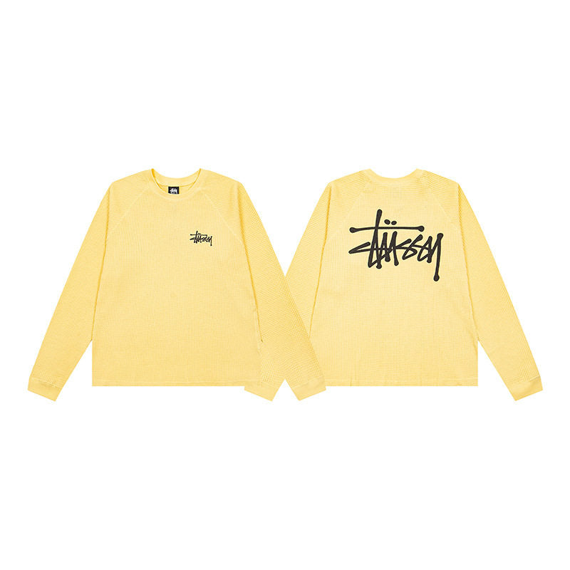 Stussy Basic Stock Raglan Thermal Long Sleeve Shirt Pale Yellow